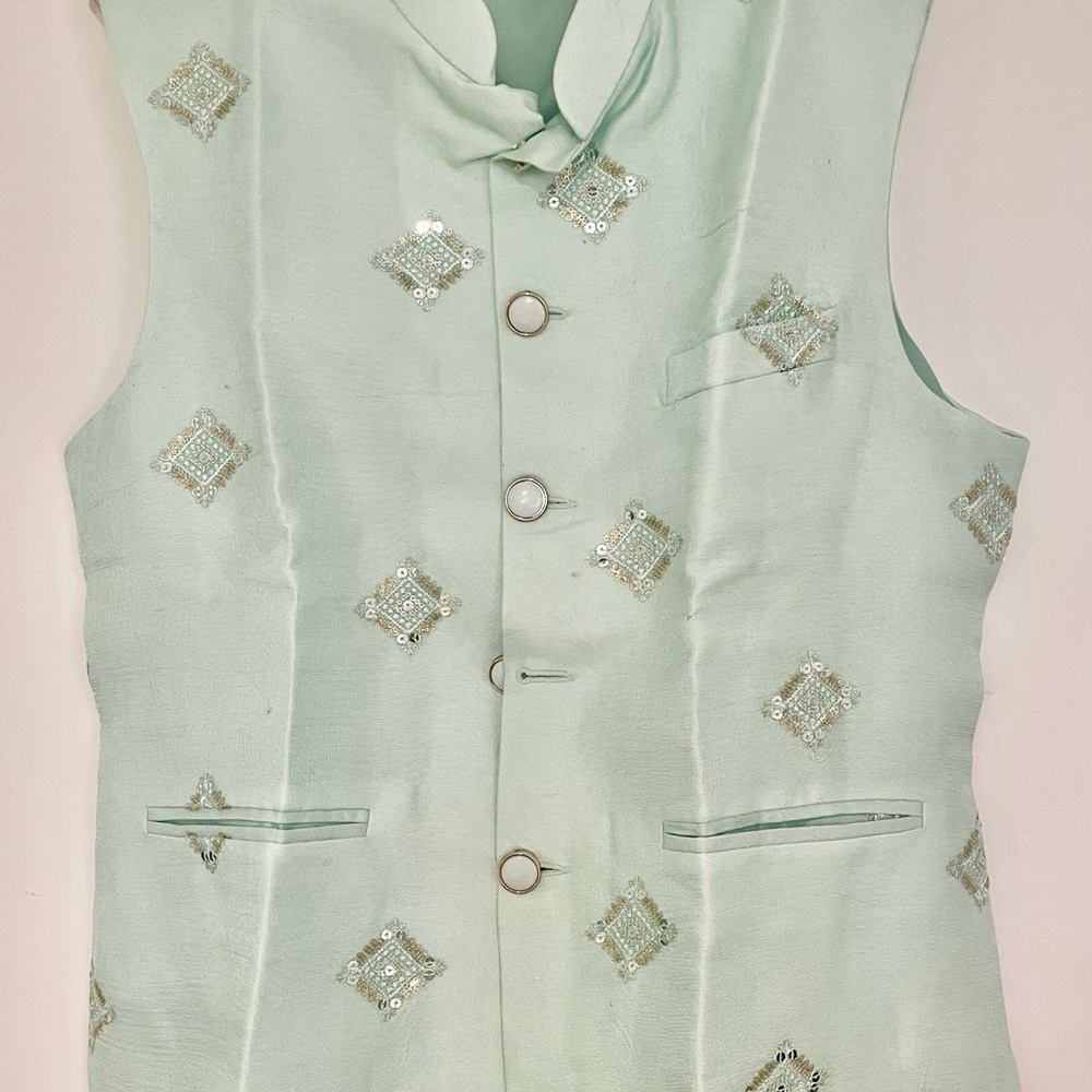Mint Green Embellished Vest